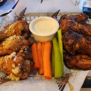 Garlic parmesan wings and mango lime wings