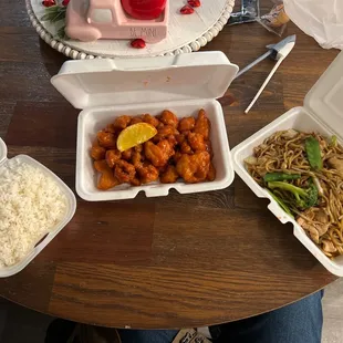 a variety of food items on a table