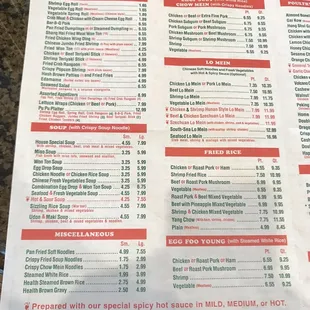Current menu, they are open during Covid19