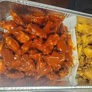 chicken wings and a side of fried chicken