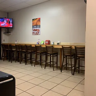 the seating area of the restaurant