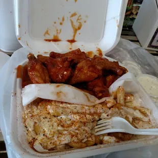 Barbecue Wings &amp; Cajun Ranch Fries