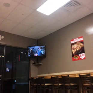 TV is so loud you can barely hear the cashier speak or call your number