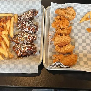 chicken wings and fried chicken, food