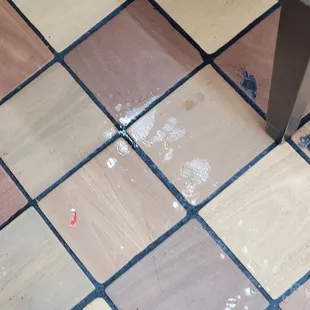 The floors, my shoes were sticking