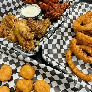 Combo 3 (10 Wings) Fresh Cut Fries Large Crispy Onion Rings Large Corn Nuggets