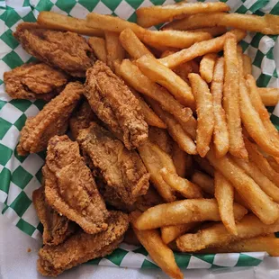Southern fried wings and fries. Flats only baby!