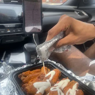 Hot Buffalo Style Wings ask for ranch