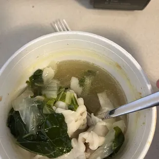 Wonton after adding my own bouillon, zero flavor