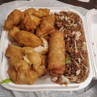 ABC and Sweet &amp; Sour chicken combo with chicken fried rice