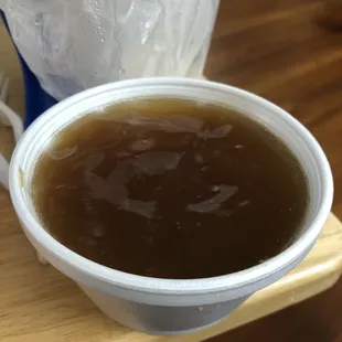 The sauce for the honey chicken. They send it separately so it&apos;s not soggy.