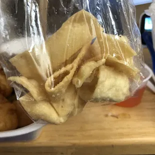 Crisps that come with the wonton soup