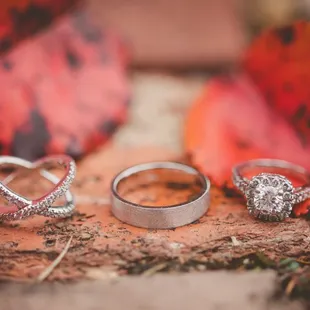 All 3 platinum rings (2 wedding rings and 1 engagement ring) custom made at Wing Wah