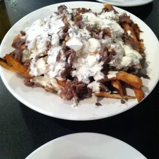 Philly cheese steak fries! Yum!