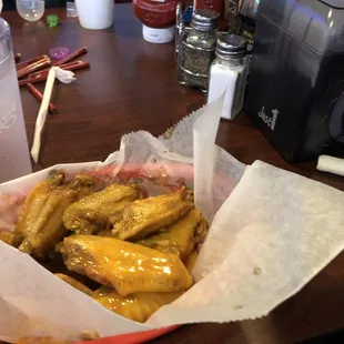 chicken wings in a basket