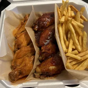 chicken wings and fried chicken, food