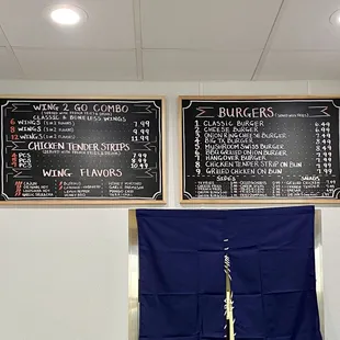menus on the wall of a restaurant