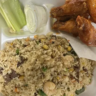 Fried Rice with 5 Wings &amp; Drink
