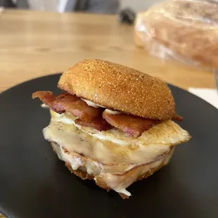Egg sandwich with bacon