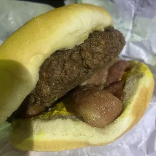 Bacon Cheeseburger (unfortunately without lettuce, tomato and pickles)