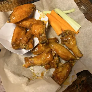 Wings (my husband had already eaten one before I could snap the photo)