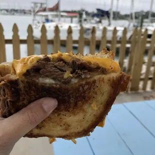 Off Riberia street. Eating a Delicious sandwich with a view of the boats along San Sebastián harbor.
