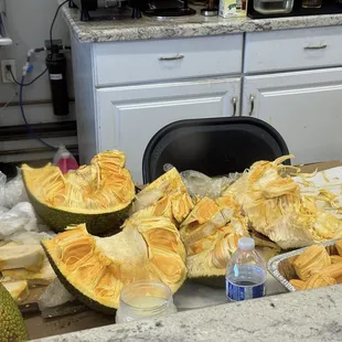 Freshly peeled jackfruit