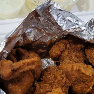 Old bay boneless and mac salad