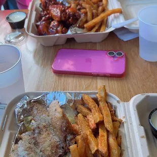 Honey Garlic Parmesan and Spicy Boogie BBQ wings