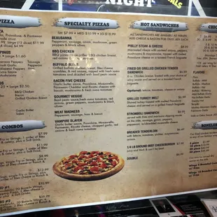 menu, pizza