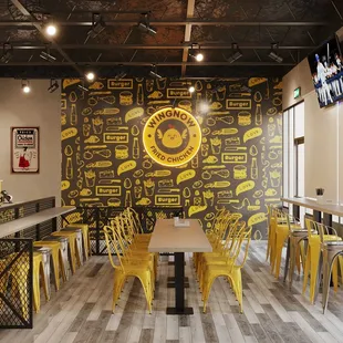 the interior of a fast food restaurant