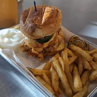 Wingnow Chicken Sandwich Combo. It does include Thai tea.