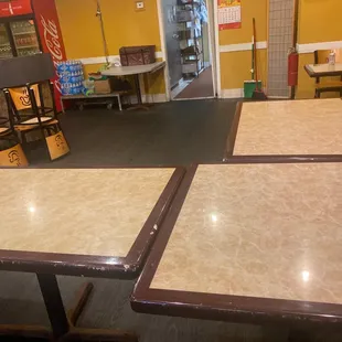 two tables in a restaurant