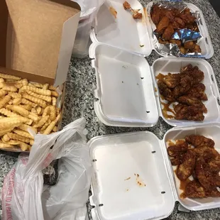 chicken wings and fried chicken, food