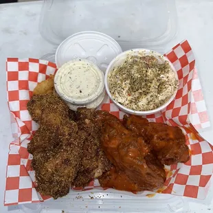 chicken wings, coleslaw, coleslaw, coleslaw, coleslaw, and coleslaw