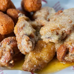 Garlic Parmesan wings and mozzarella sticks