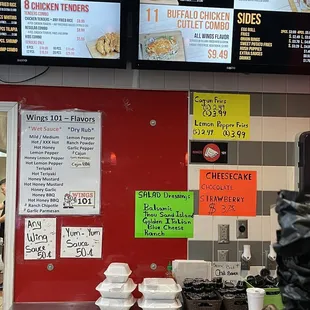 menus on the wall of a fast food restaurant