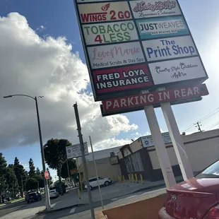 Outside sign for the shopping plaza