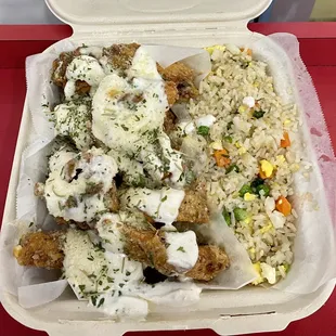 Garlic Parmesan Chicken 10 Piece Wing Combo/Fried Rice