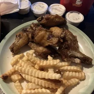 Lemon Pepper butter rub, Cajun ranch with French fries