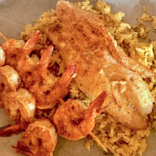 New menu: grilled shrimp (old bay or cajun) and dirty rice!