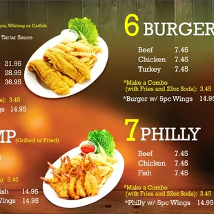 a menu for a fast food restaurant