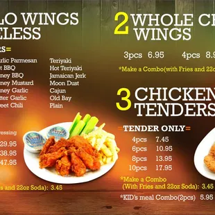 buffalo wings and boneless wings