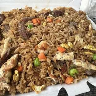 Chicken and beef fried rice.