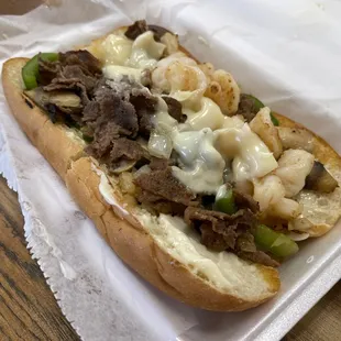 Generous helping of proteins on a super tasty bun. Loved every bite of their Philly Cheesesteak