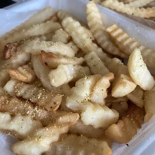Crinkle cut fries (added extra seasoning)