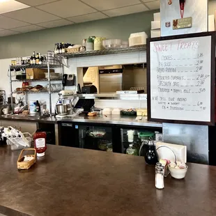 the kitchen counter and menu