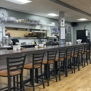 the counter and seating area