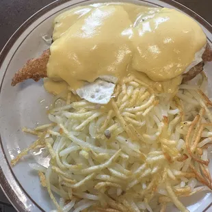 Walleye eggs Benedict