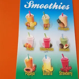 9 different Smoothie Flavors